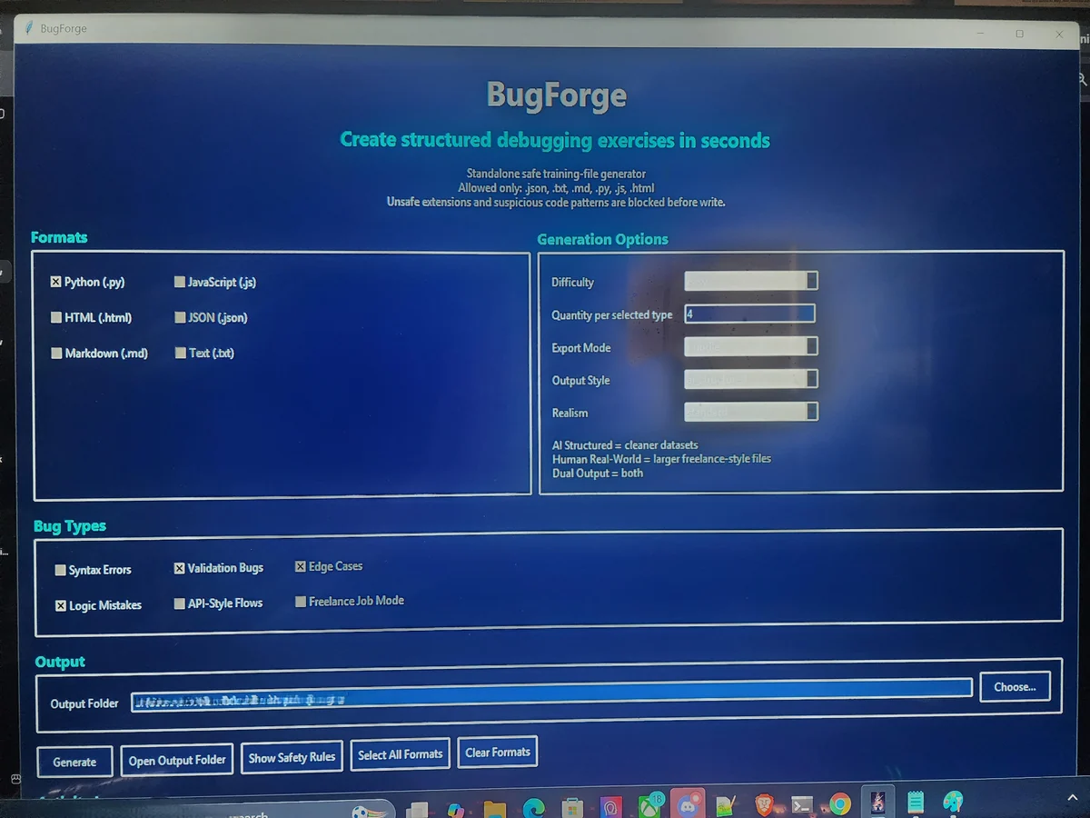 BugForge app interface